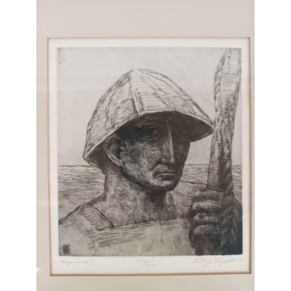 Print Of Peter J Terpatsi - Harpooner 1971 Sketch Signed And Numbered 206 of 260 - Picture 2 of 10